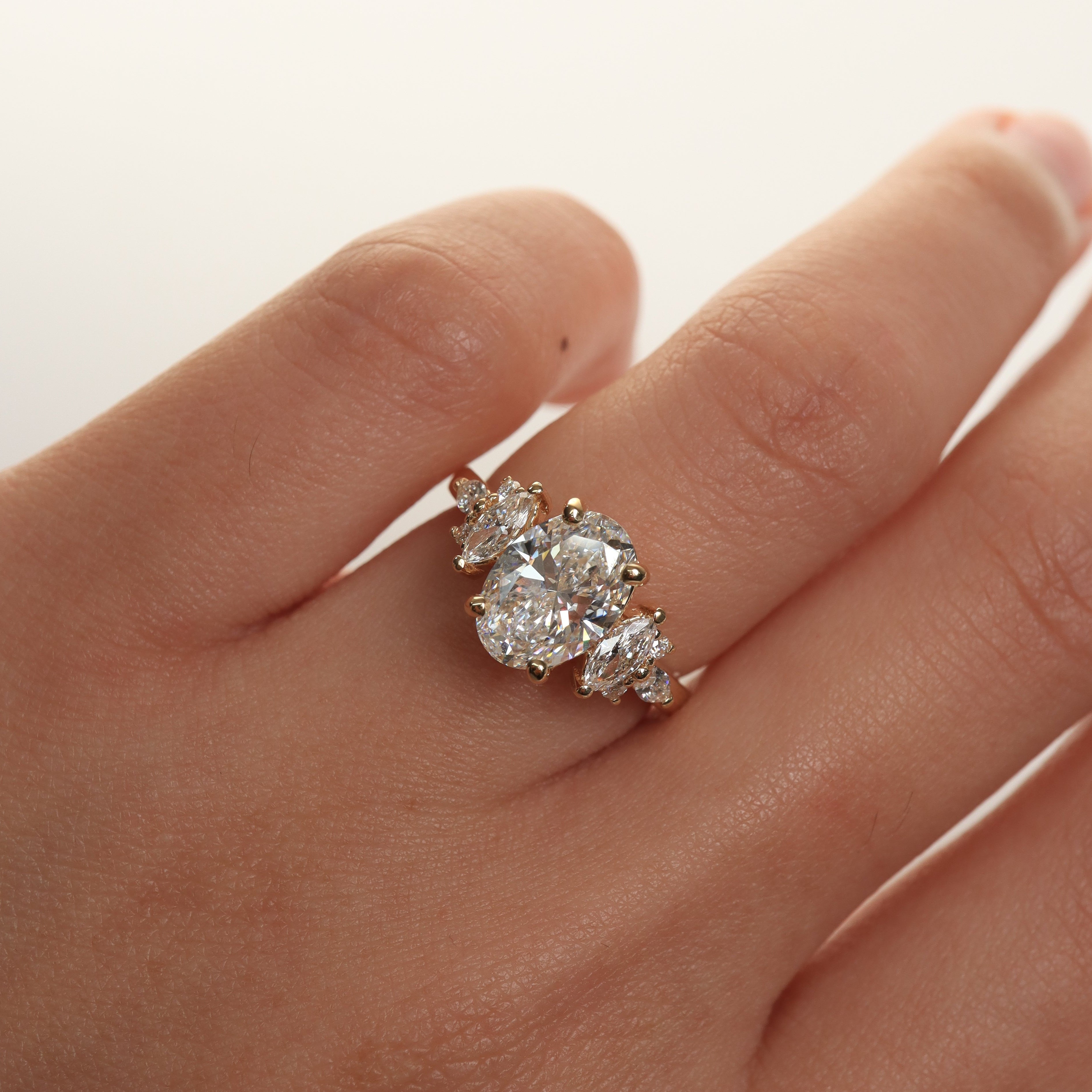 QUINN | 1.5ct Oval with Accent Diamonds- Ready To Ship - The Classic Jewellers