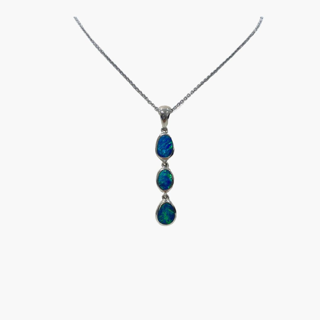Australian Opal | BLDR Triple Opal Drop Pendant - The Classic Jewellers