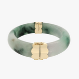 Ken | 9K Yellow Gold Clasp Jade Bangle