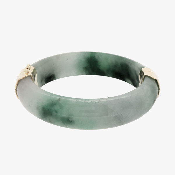 Ken | 9K Yellow Gold Clasp Jade Bangle