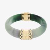 Kita | 9K Yellow Gold Clasp Jade Bangle