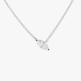 Lia | 14K White Gold Petite Tilted Marquise Diamond Necklace