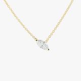 Lia | 14K Yellow Gold Petite Tilted Marquise Diamond Necklace
