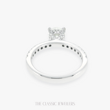 Lina | Platinum 1ct Round Engagement Ring with Hidden Halo and Accent