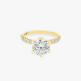 LIORÉ | 18K Yellow Gold 1.5ct Round Diamond Tulip and Fishtail Set Engagement Ring