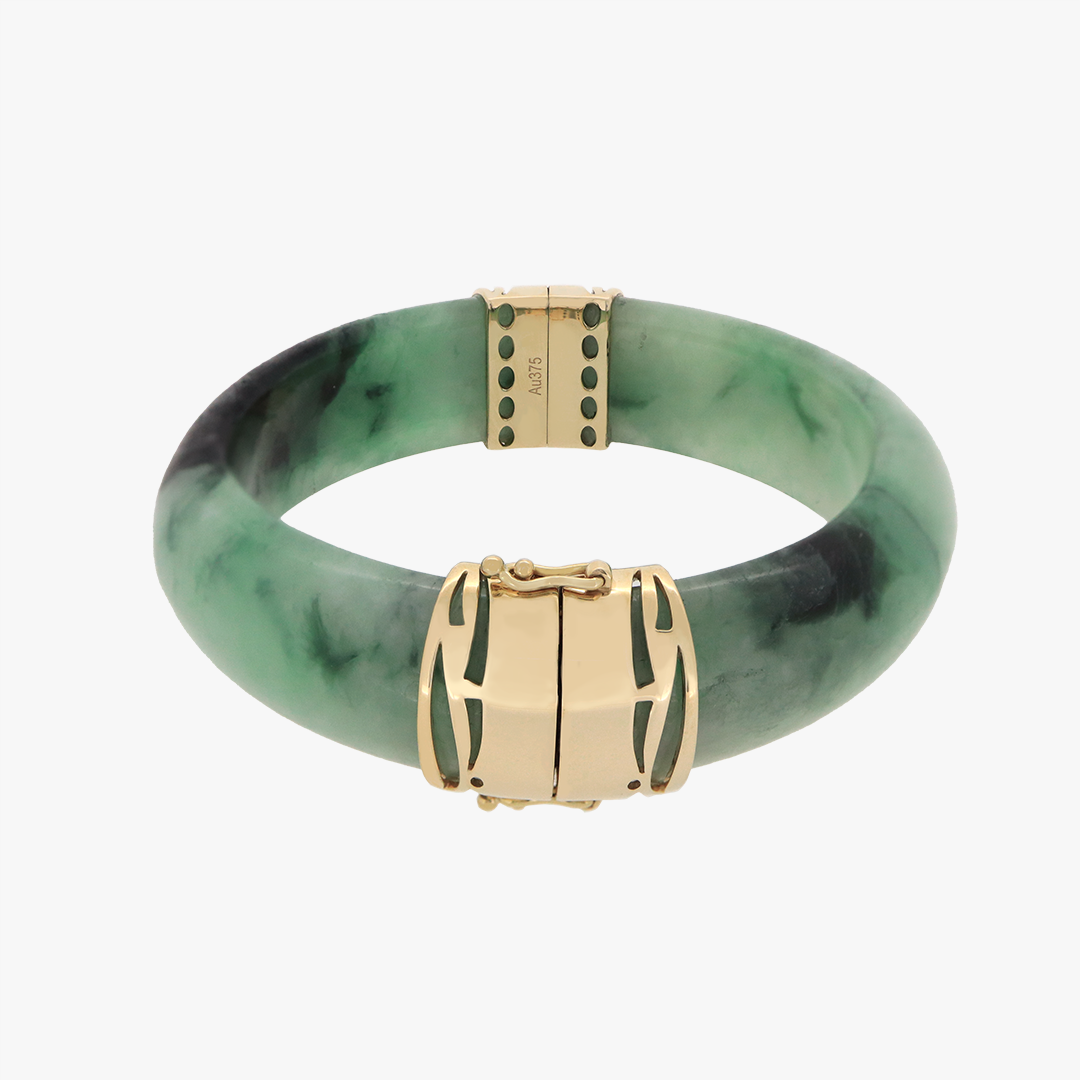 Melon | 9K Yellow Gold Clasp Jade Bangle