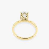 MONICA | 18K Yellow Gold 2.5ct Oval Diamond Ring with Hidden Halo and Accent