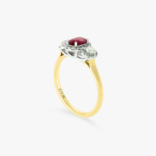 Rue | 9K Natural Ruby and Diamond Ring