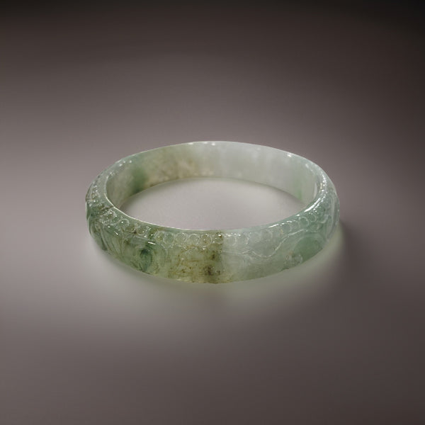 Paisley Fern Carved Jade Bangle - The Classic Jewellers