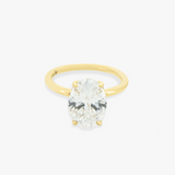 THALIA | 18K Yellow Gold 2.5ct Oval Diamond Tulip Engagement Ring with Hidden Halo