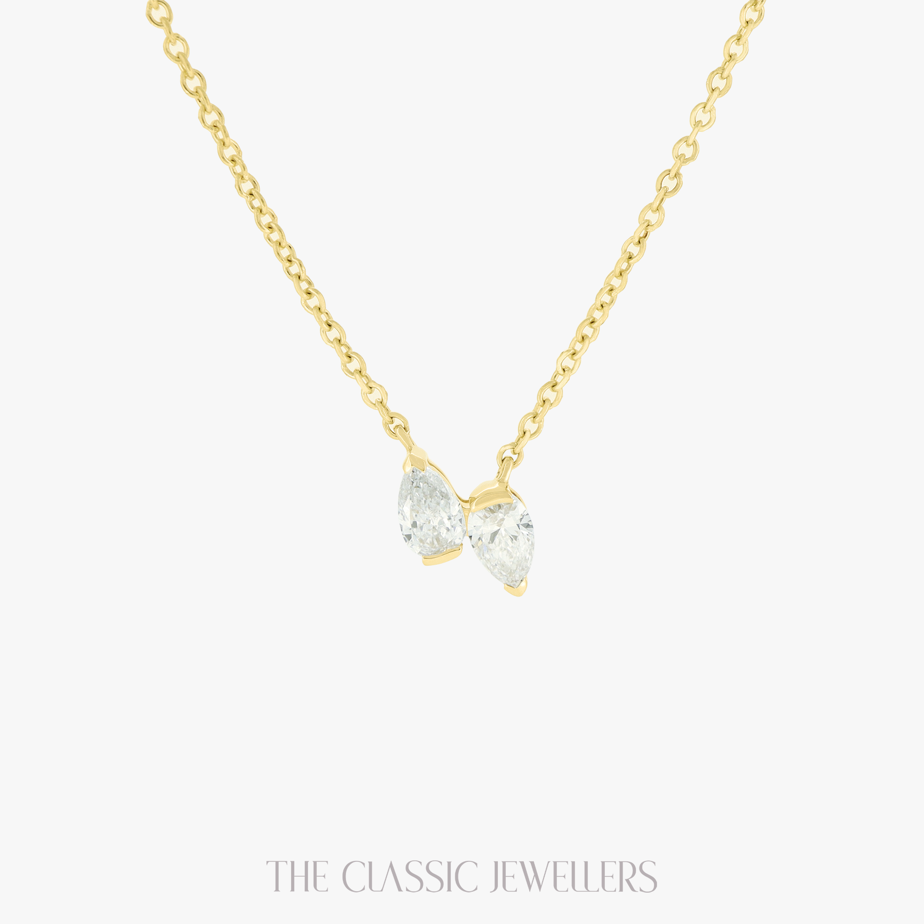 Amellia | 14K Yellow Gold Petite Twin Pear Necklace