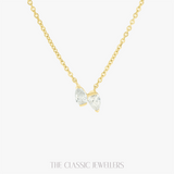 Amellia | 14K Yellow Gold Petite Twin Pear Necklace