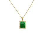 Square Pendant | 18ct Burmese Jade Diamond Pendant