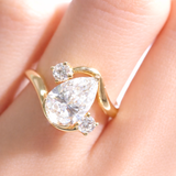 Eliza |14K Yellow Gold Pear and Round Lab Diamond Engagement Ring - The Classic Jewellers