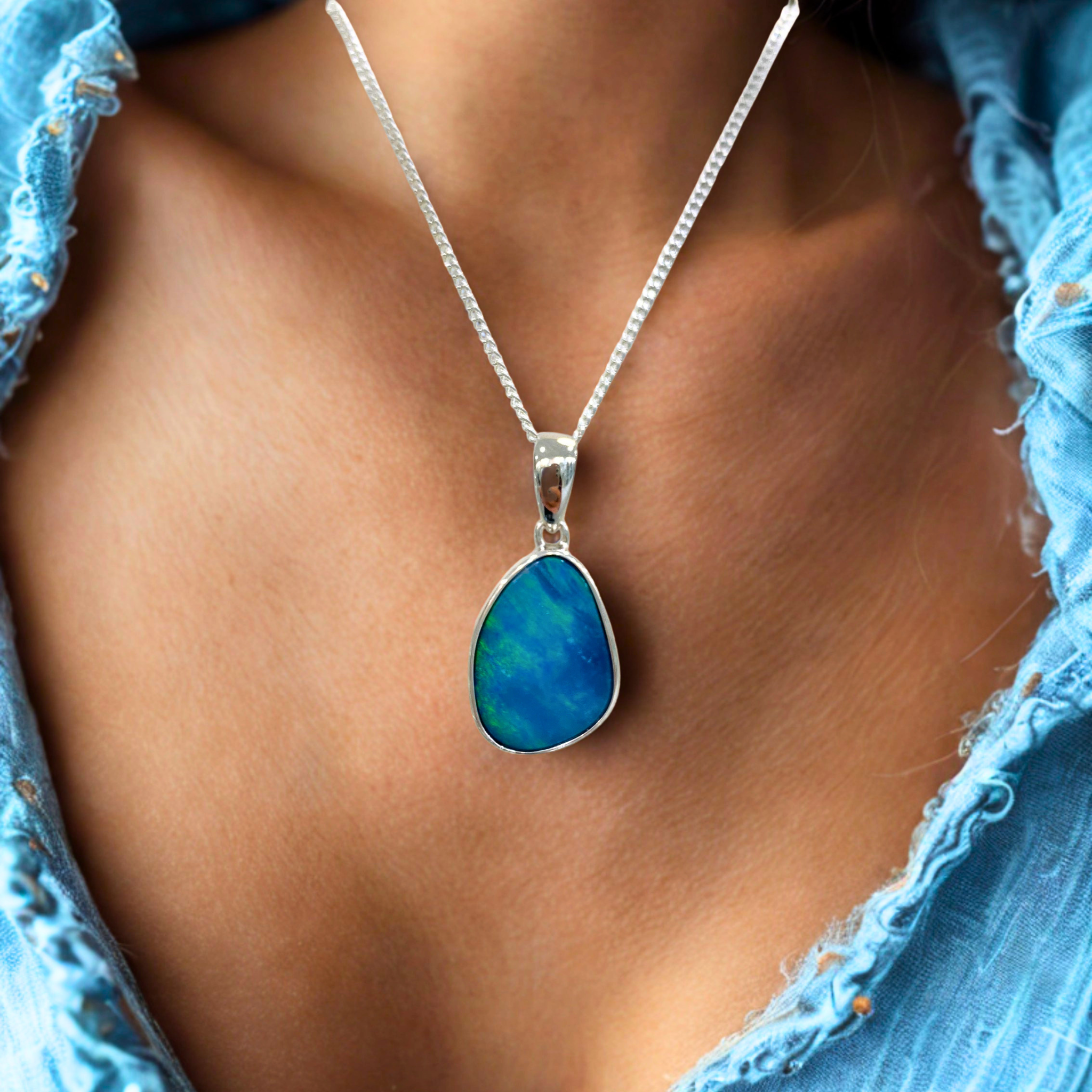 Mirel | Australian Silver Opal Pendant - The Classic Jewellers