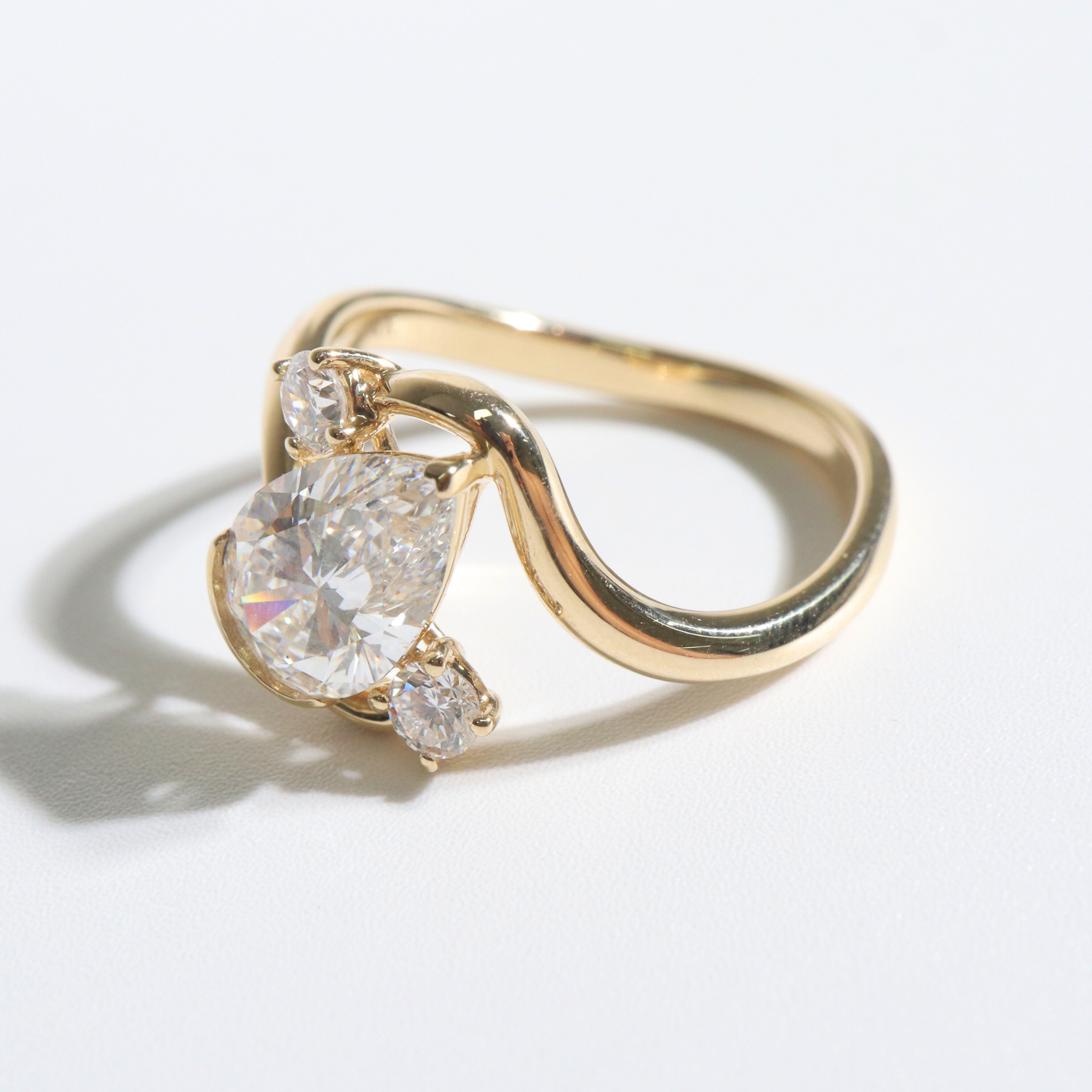Eliza |14K Yellow Gold Pear and Round Lab Diamond Engagement Ring - The Classic Jewellers