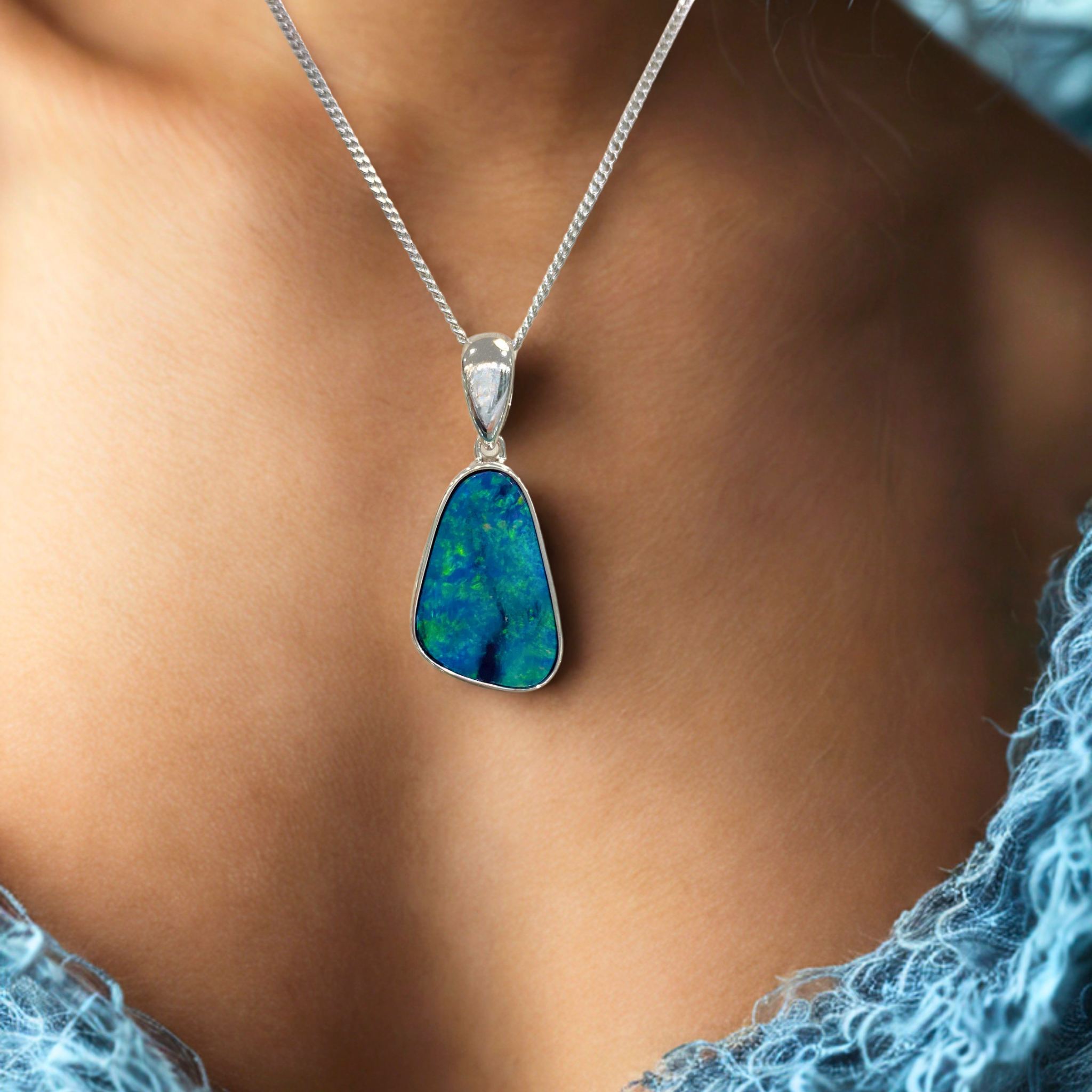 Velis | Australian Silver Opal Pendant - The Classic Jewellers