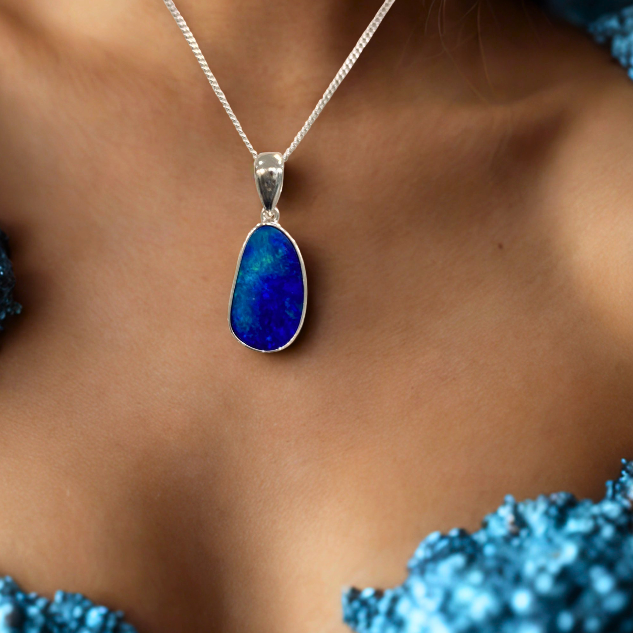 Zélie | Australian Silver Opal Pendant - The Classic Jewellers