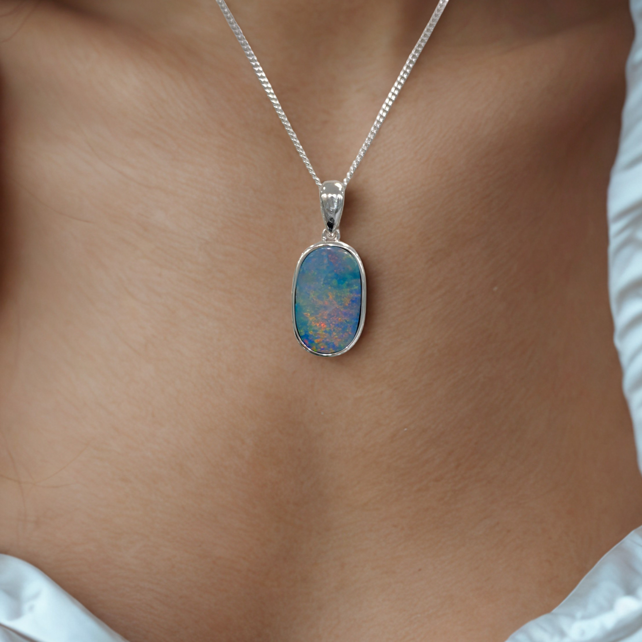 Opelle | AUstralian Silver Opal Pendant - The Classic Jewellers