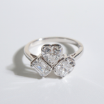 Colette | 18K White Gold Emerald, Oval, Heart Trilogy Lab Diamond Ring - The Classic Jewellers