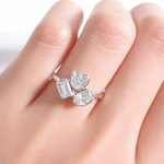 Colette | 18K White Gold Emerald, Oval, Heart Trilogy Lab Diamond Ring - The Classic Jewellers