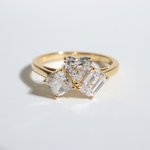 Juliette | 18K Yellow Gold Cushion, Heart and Emerald Lab Diamond Trilogy Ring - The Classic Jewellers