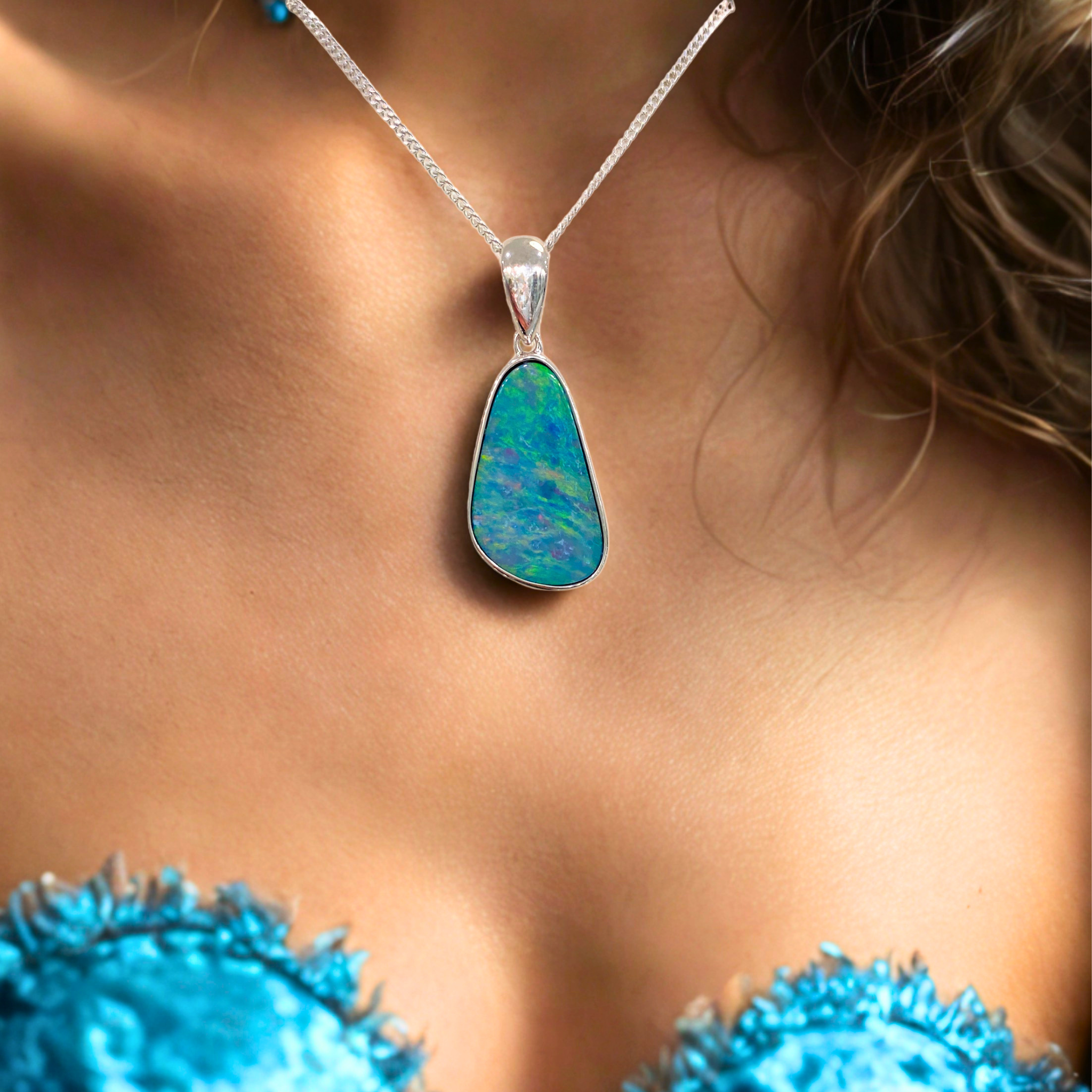 Lunelle | Australian Silver Opal Pendant - The Classic Jewellers