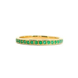 9K YG Natural Emerald Wedding Band