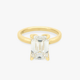 ZOE | 18K Yellow Gold Emerald Diamond Tulip Set Ring with Hidden Halo