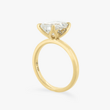ZOE | 18K Yellow Gold Emerald Diamond Tulip Set Ring with Hidden Halo