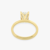 ZOE | 18K Yellow Gold Emerald Diamond Tulip Set Ring with Hidden Halo