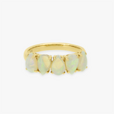 July | 14K YG White Pear Opal Ring, 5 Opal-0.21ct, C8475