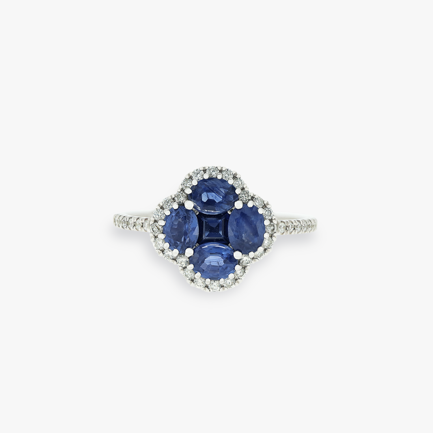 Rain | 18K White Gold Clover Sapphire Ring