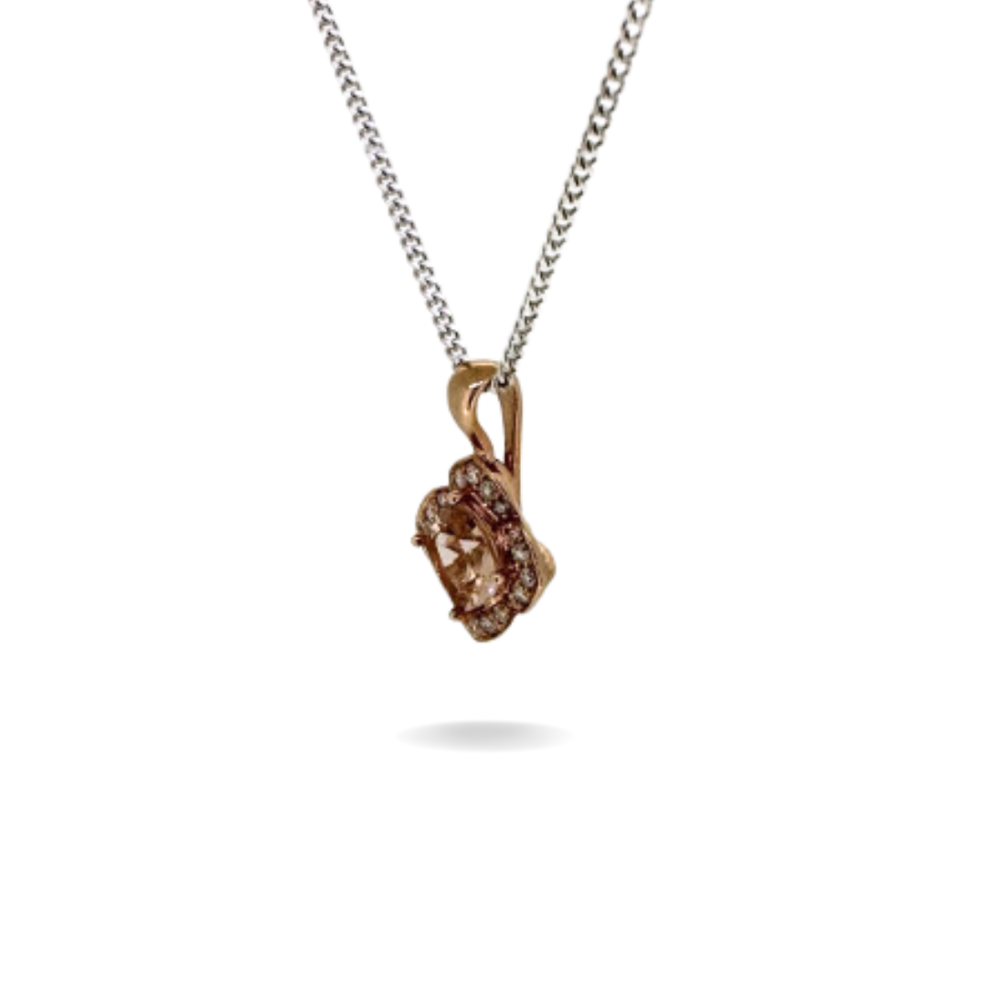 Orchid | 9ct Rose Gold Morganite Cushion Pendant