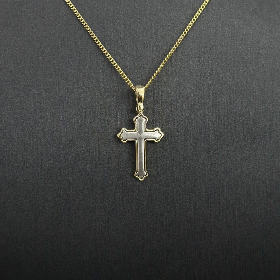 9ct Two Tone Cross Pendant