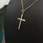 9ct Two Toned Diamond Cut Cross Pendant