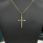 9ct Two Toned Diamond Cut Cross Pendant