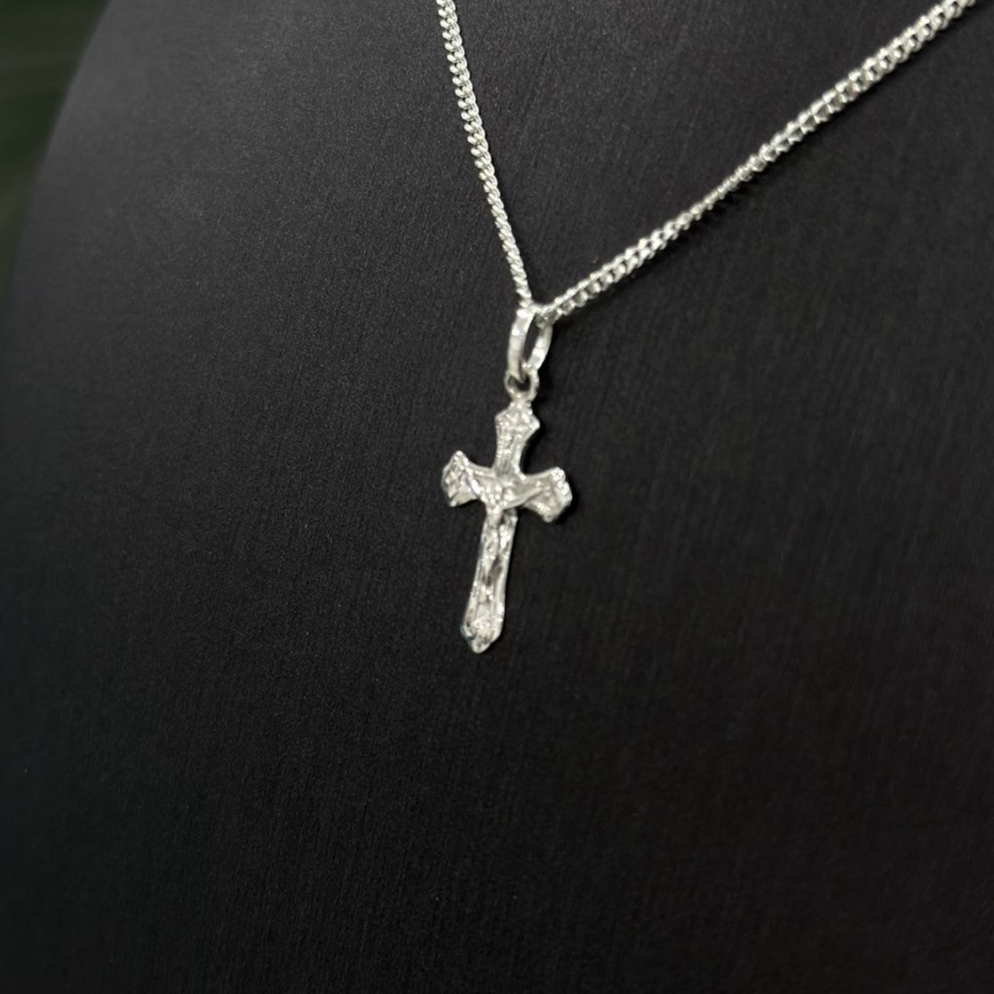 9ct Small White Gold Cross Pendant
