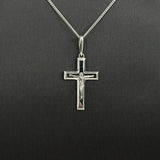  9ct White Gold Bevelled Crucifix Pendant