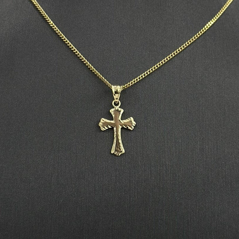 9ct Diamond Cut Cross Pendant