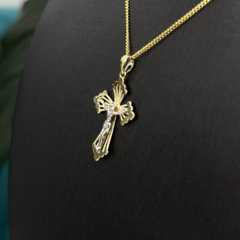 9ct Two Toned Fancy Crucifixion Pendant