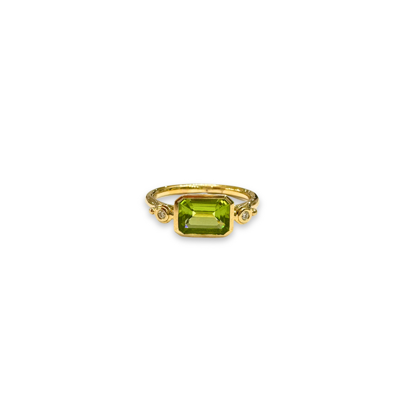 Lea | 9ct Yellow Gold Peridot and Diamond Ring