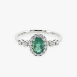18K White Gold Emerald and Diamond Ring
