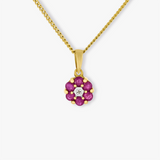 Junia | 9K Yellow Gold Flower Ruby Pendant