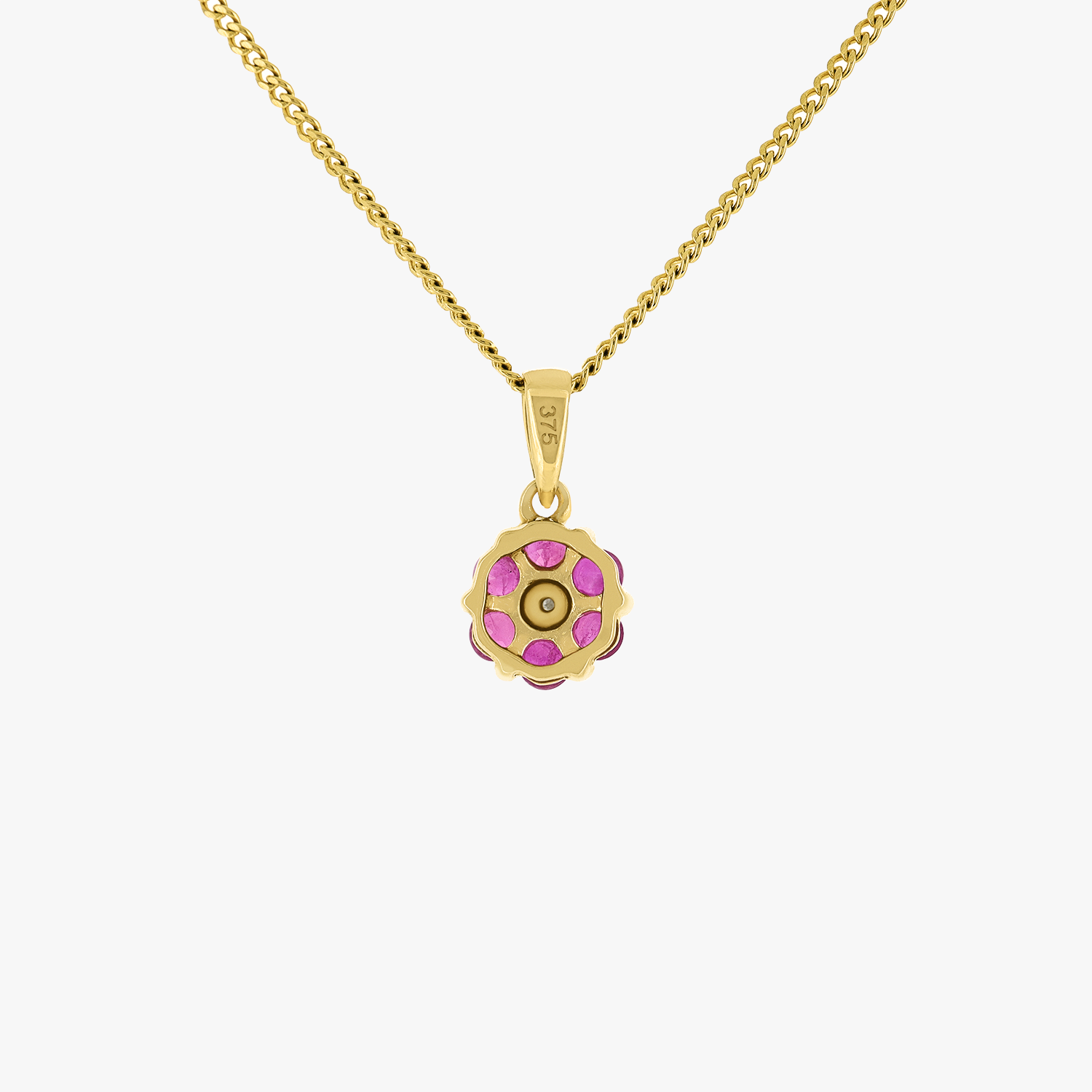 Junia | 9K Yellow Gold Flower Ruby Pendant