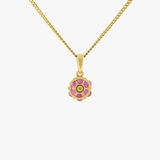 Junia | 9K Yellow Gold Flower Ruby Pendant