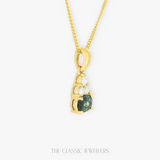 Lynn | 18K YG Parti Sapphire & Natural Diamond Pendant