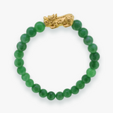 24K Yellow Gold Pixiu | Green Jade Bracelet