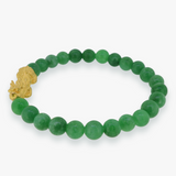 24K Yellow Gold Pixiu | Green Jade Bracelet