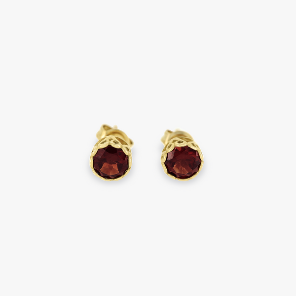 Seni | 9K YG Garnet Natural Garnet Earrings